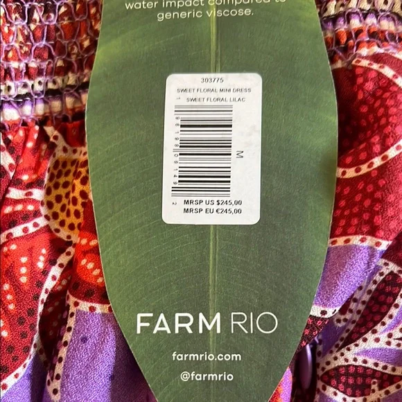 Farm Rio Size Medium Long Sleeve Floral Smocked Dress NWT - Picture 9 of 10